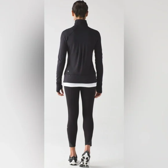 Lululemon Rush Hour 1/2 Zip Black Thumb Holes Size 4 - Picture 2 of 14